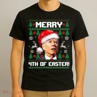 Santa Joe Biden Merry 4th Of Easter Ugly Sweater Christmas Sweatshirt T-Shirt thumb 3