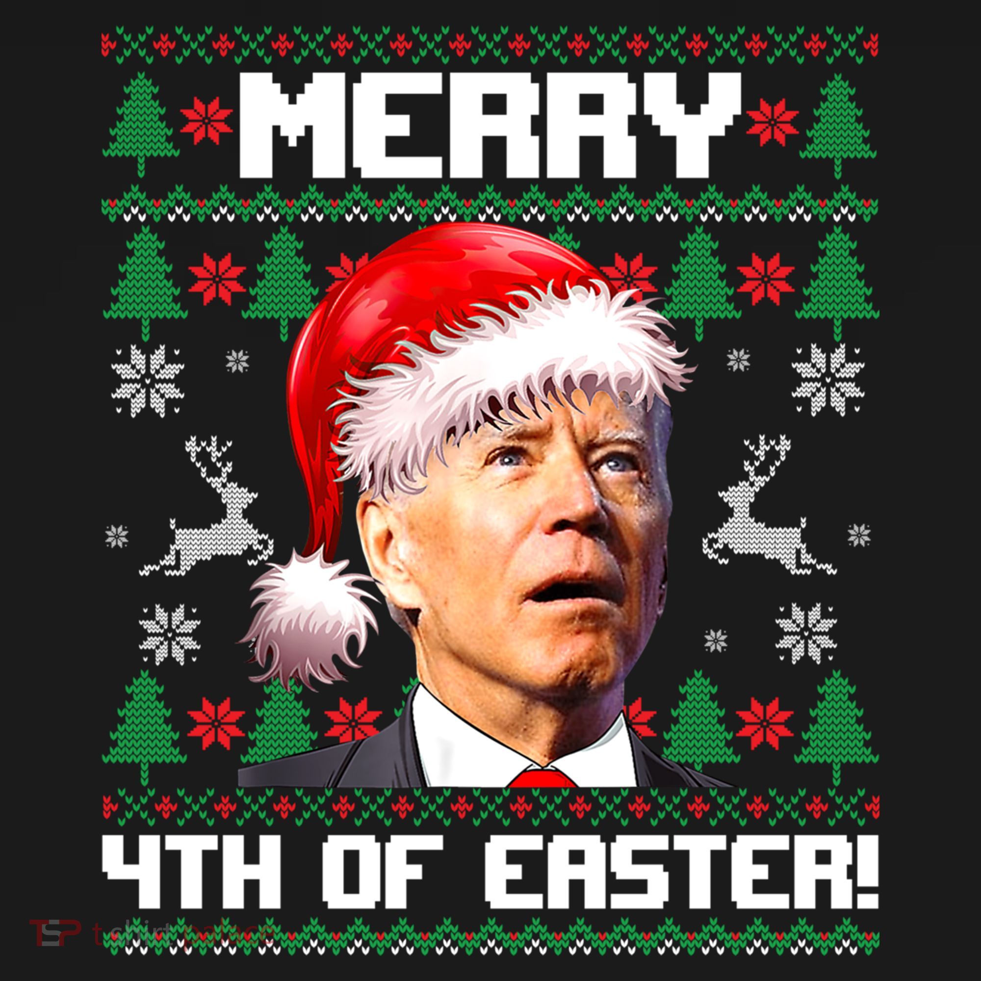 Santa Joe Biden Merry 4th Of Easter Ugly Sweater Christmas Sweatshirt Women's Hoodie