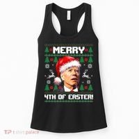 Santa Joe Biden Merry 4th Of Easter Ugly Sweater Christmas Sweatshirt Women's Tank Top thumb 0