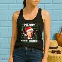 Santa Joe Biden Merry 4th Of Easter Ugly Sweater Christmas Sweatshirt Women's Tank Top thumb 2