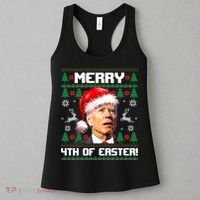 Santa Joe Biden Merry 4th Of Easter Ugly Sweater Christmas Sweatshirt Women's Tank Top thumb 3