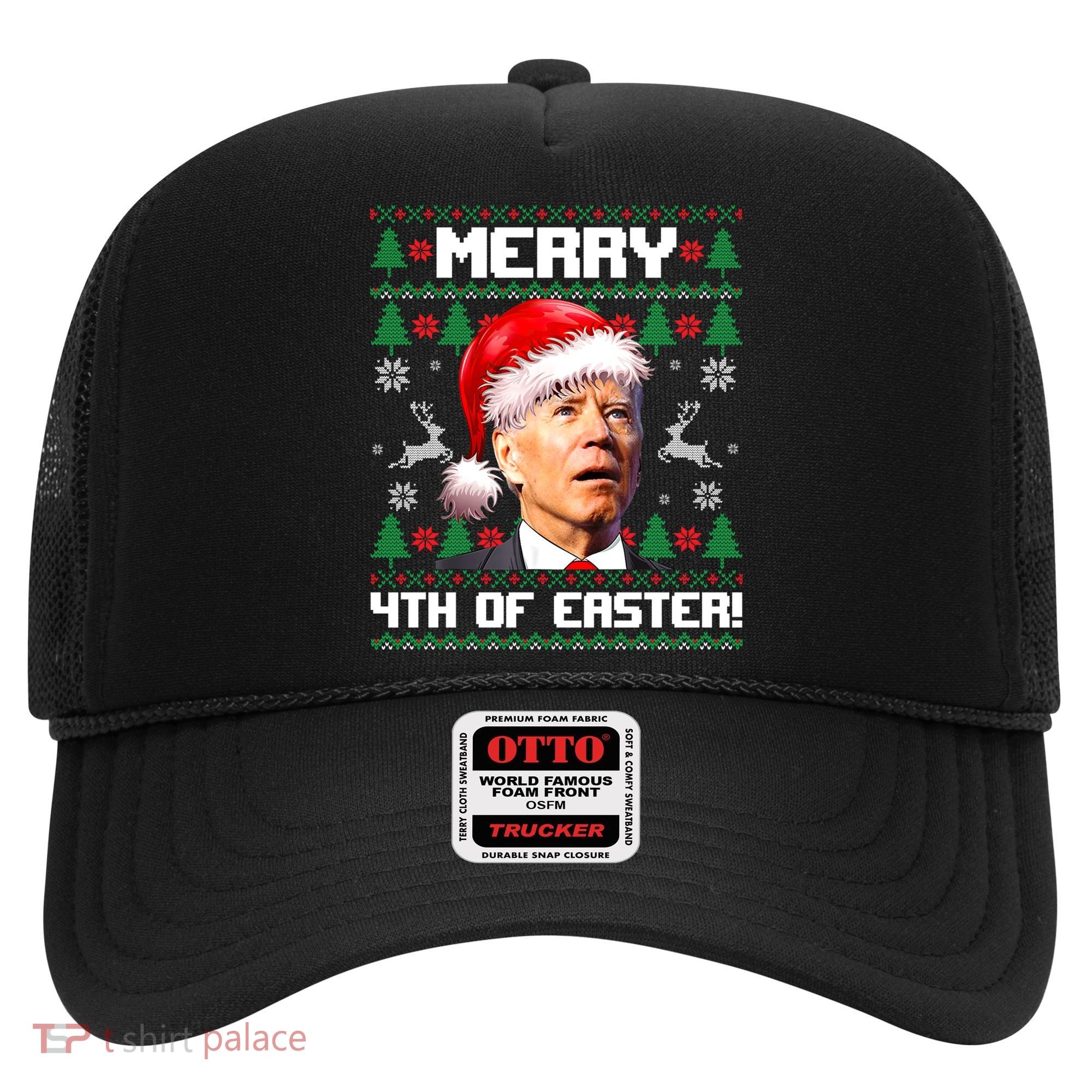 Santa Joe Biden Merry 4th Of Easter Ugly Sweater Christmas Sweatshirt Hat