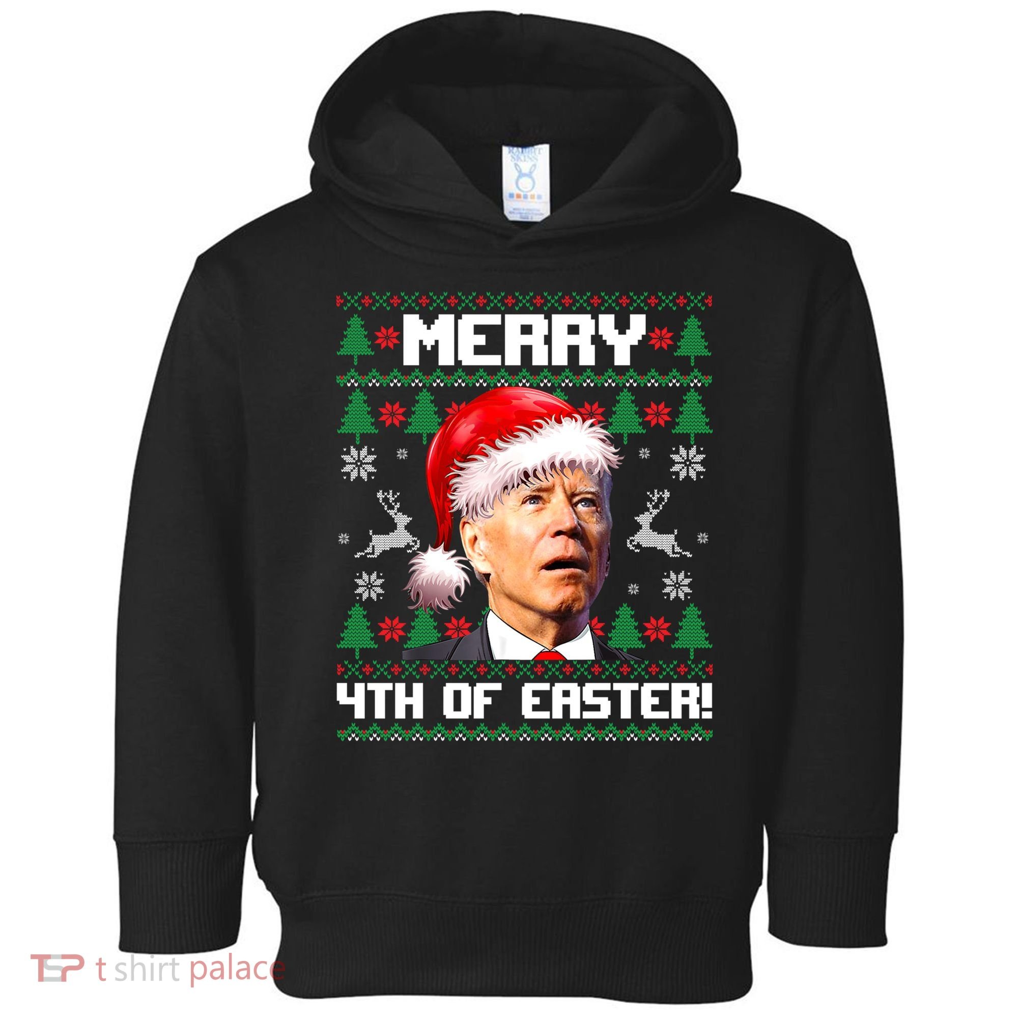 Santa Joe Biden Merry 4th Of Easter Ugly Sweater Christmas Sweatshirt Toddler Hoodie