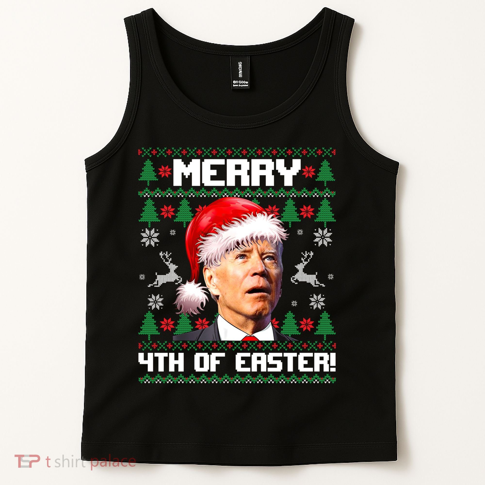 Santa Joe Biden Merry 4th Of Easter Ugly Sweater Christmas Sweatshirt Tank Top