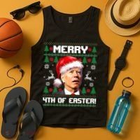 Santa Joe Biden Merry 4th Of Easter Ugly Sweater Christmas Sweatshirt Tank Top thumb 4