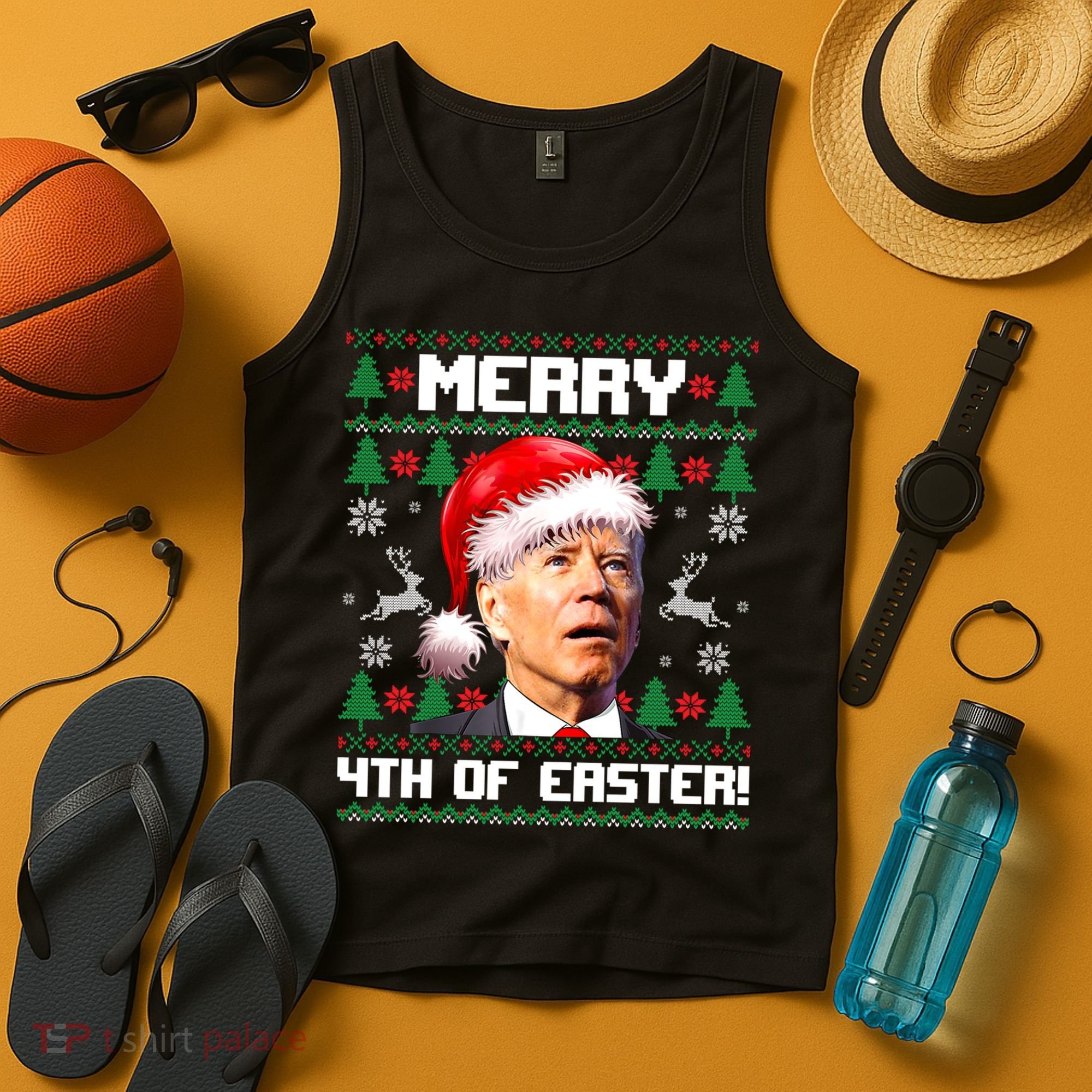 Santa Joe Biden Merry 4th Of Easter Ugly Sweater Christmas Sweatshirt Tank Top