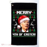 Santa Joe Biden Merry 4th Of Easter Ugly Sweater Christmas Sweatshirt Golf Towel thumb 0