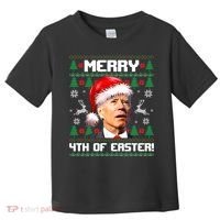 Santa Joe Biden Merry 4th Of Easter Ugly Sweater Christmas Sweatshirt Toddler T-Shirt thumb 0