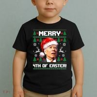 Santa Joe Biden Merry 4th Of Easter Ugly Sweater Christmas Sweatshirt Toddler T-Shirt thumb 2