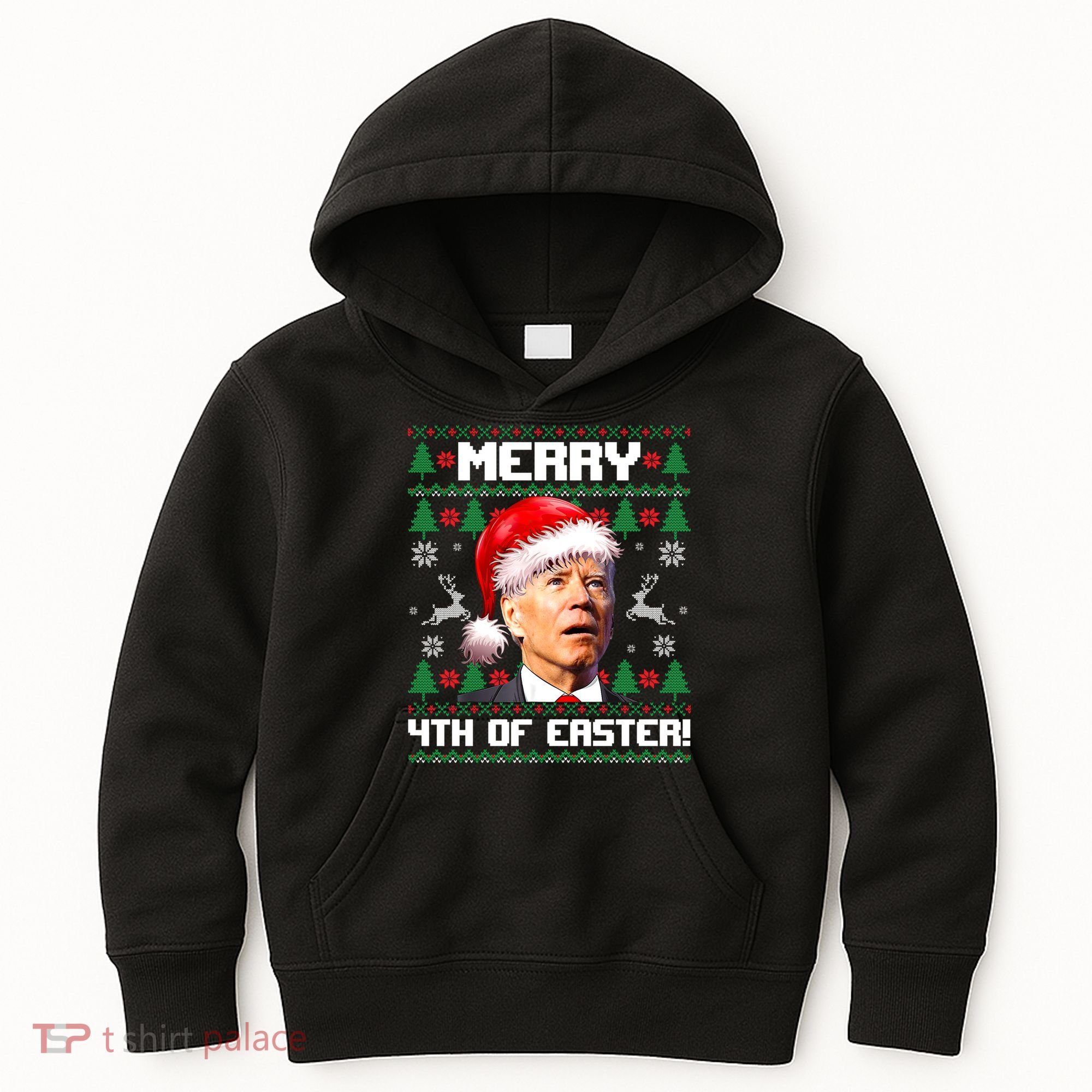 Santa Joe Biden Merry 4th Of Easter Ugly Sweater Christmas Sweatshirt Kids Hoodie