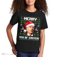 Santa Joe Biden Merry 4th Of Easter Ugly Sweater Christmas Sweatshirt Kids T-Shirt thumb 2
