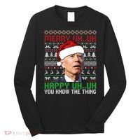 Santa Joe Biden Merry Uh Uh Christmas Ugly Sweater Sweatshirt Long Sleeve Shirt thumb 0
