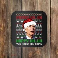 Santa Joe Biden Merry Uh Uh Christmas Ugly Sweater Sweatshirt Coaster thumb 0