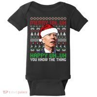 Santa Joe Biden Merry Uh Uh Christmas Ugly Sweater Sweatshirt Baby Bodysuit thumb 0