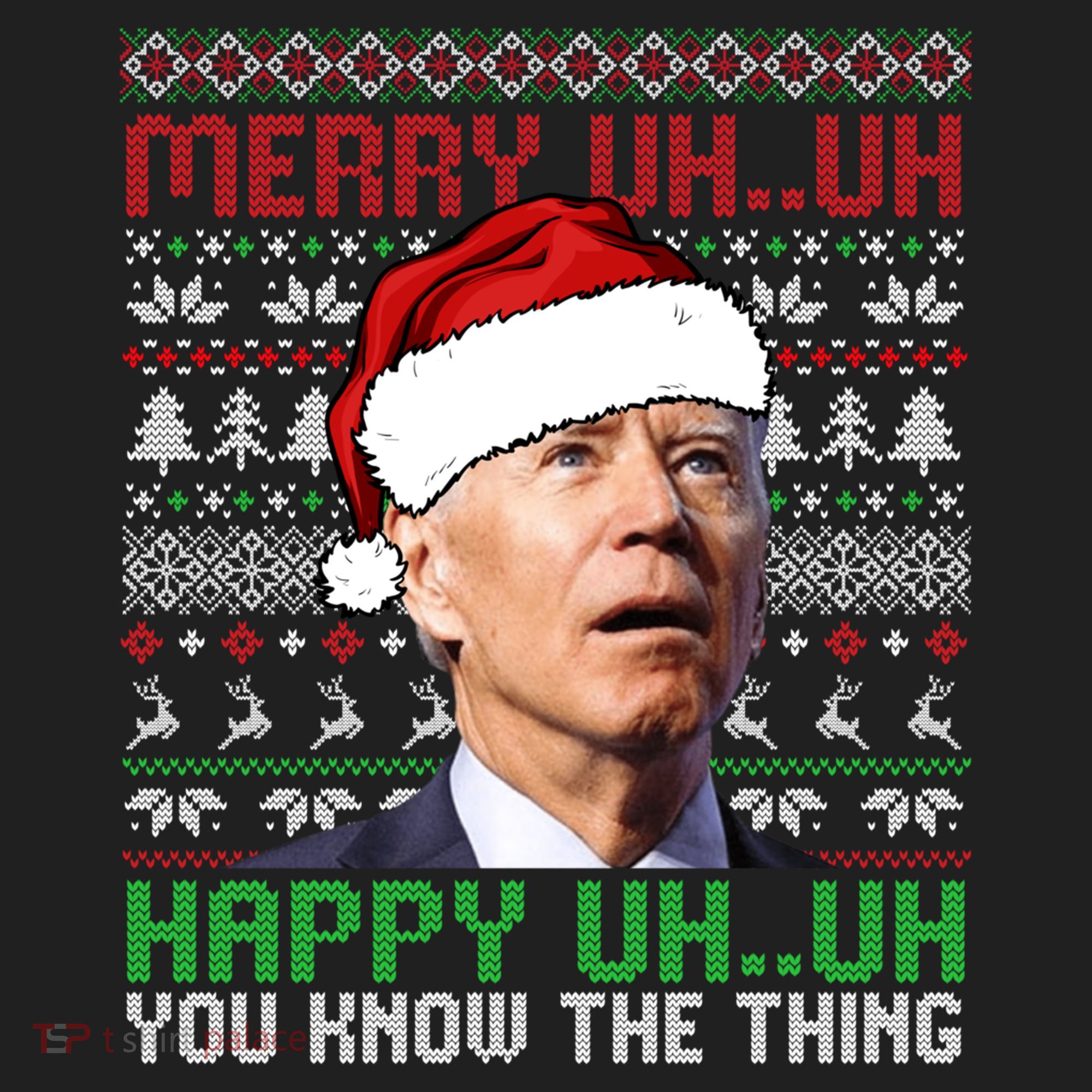 Santa Joe Biden Merry Uh Uh Christmas Ugly Sweater Sweatshirt Golf Towel