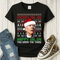 Santa Joe Biden Merry Uh Uh Christmas Ugly Sweater Sweatshirt Women's T-Shirt thumb 3