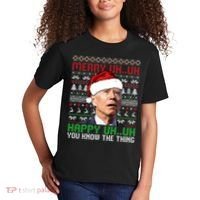 Santa Joe Biden Merry Uh Uh Christmas Ugly Sweater Sweatshirt Kids T-Shirt thumb 2