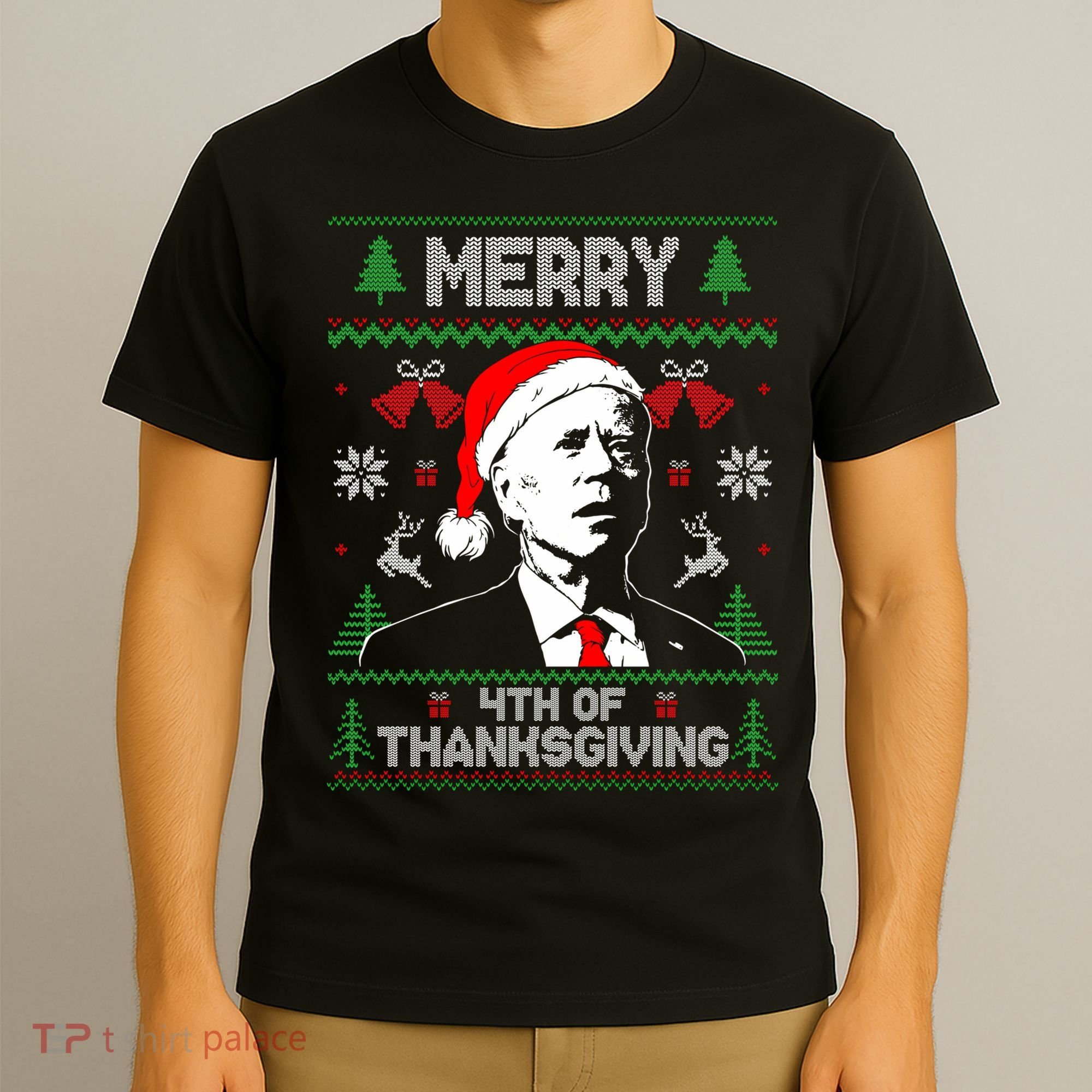 Santa Joe Biden Merry Thanksgiving Ugly Christmas Sweater Sweatshirt T-Shirt