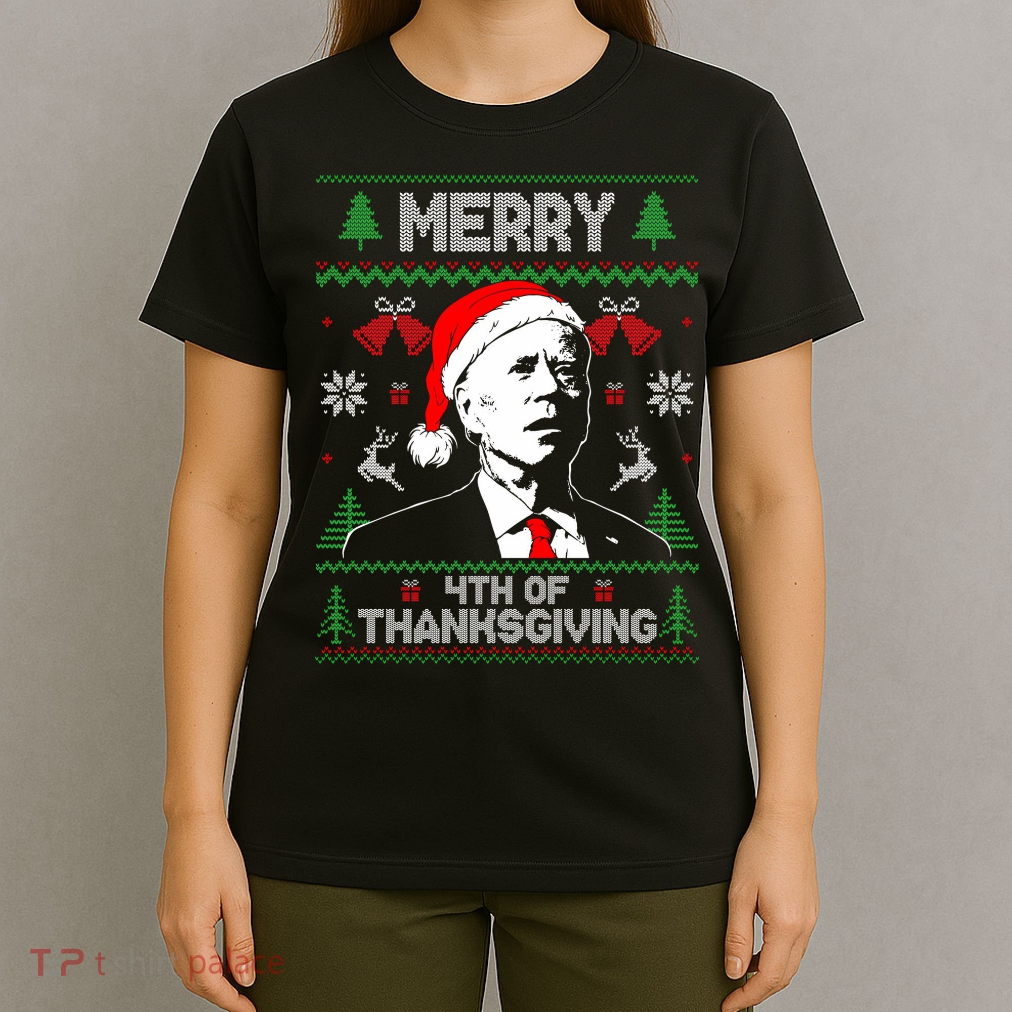 Santa Joe Biden Merry Thanksgiving Ugly Christmas Sweater Sweatshirt T-Shirt