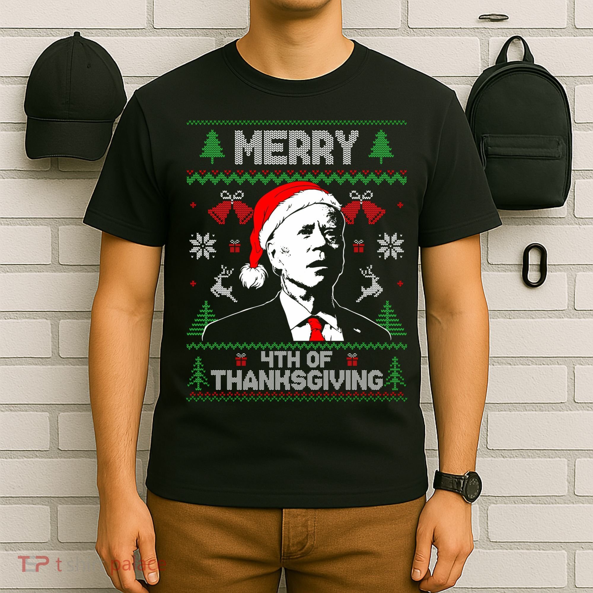 Santa Joe Biden Merry Thanksgiving Ugly Christmas Sweater Sweatshirt T-Shirt