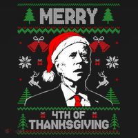 Santa Joe Biden Merry Thanksgiving Ugly Christmas Sweater Sweatshirt T-Shirt thumb 7