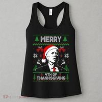 Santa Joe Biden Merry Thanksgiving Ugly Christmas Sweater Sweatshirt Women's Tank Top thumb 3