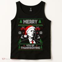 Santa Joe Biden Merry Thanksgiving Ugly Christmas Sweater Sweatshirt Tank Top thumb 2