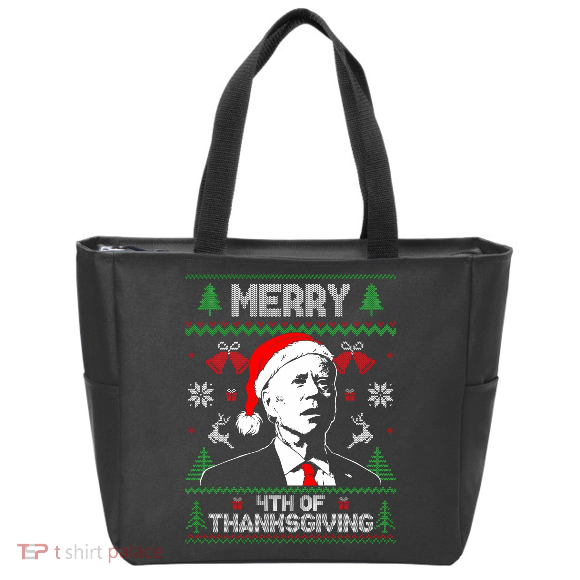 Santa Joe Biden Merry Thanksgiving Ugly Christmas Sweater Sweatshirt Tote Bag