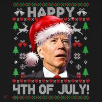 Santa Joe Biden Happy 4th Of July Ugly Christmas Sweater Ornament thumb 1