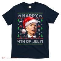 Santa Joe Biden Happy 4th Of July Ugly Christmas Sweater T-Shirt thumb 0