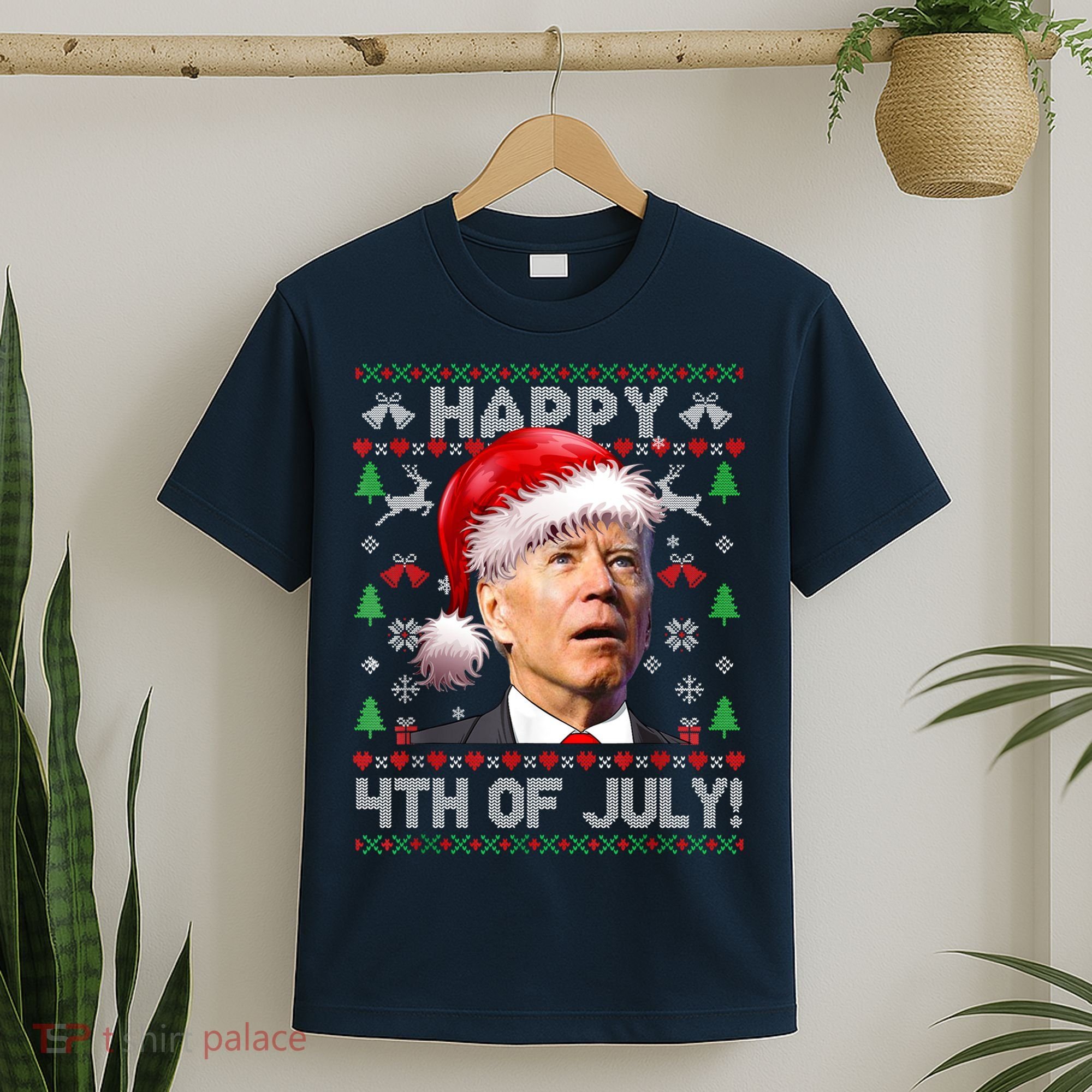 Santa Joe Biden Happy 4th Of July Ugly Christmas Sweater T-Shirt