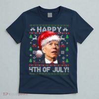 Santa Joe Biden Happy 4th Of July Ugly Christmas Sweater T-Shirt thumb 5