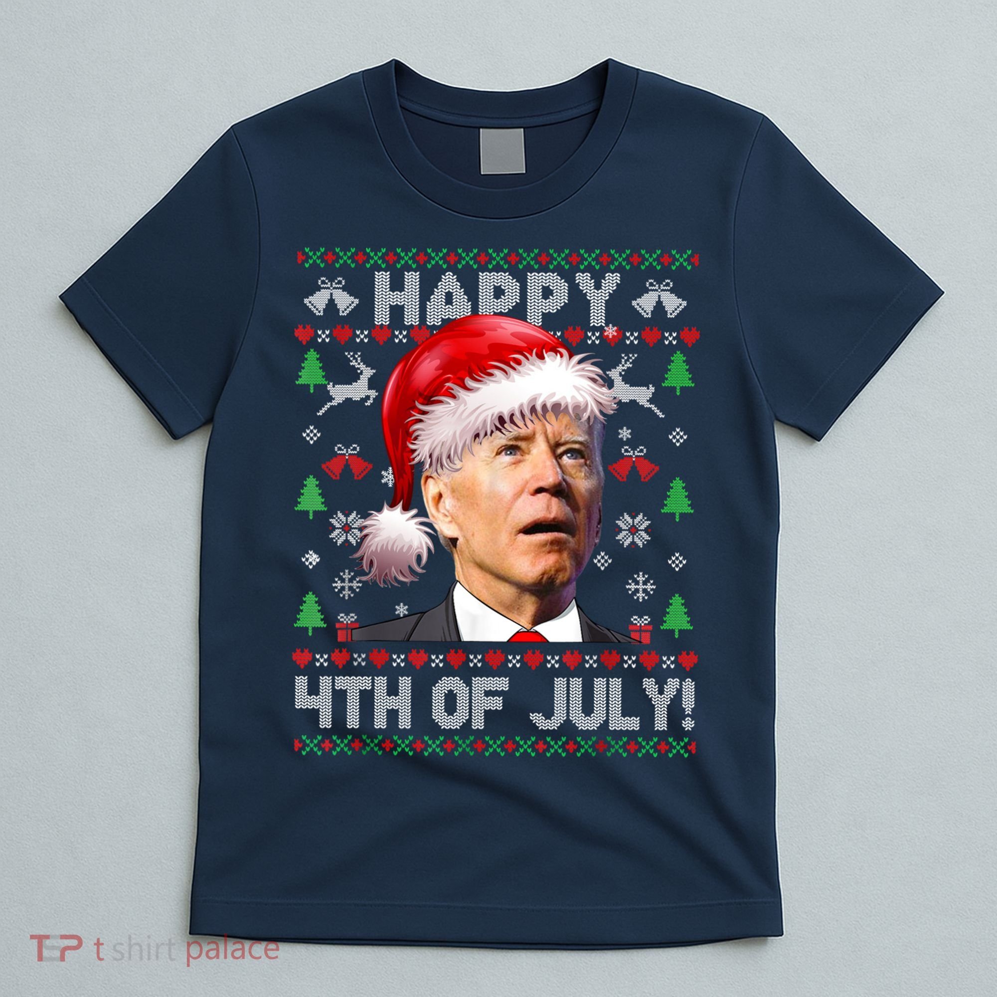 Santa Joe Biden Happy 4th Of July Ugly Christmas Sweater T-Shirt