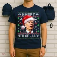 Santa Joe Biden Happy 4th Of July Ugly Christmas Sweater T-Shirt thumb 6