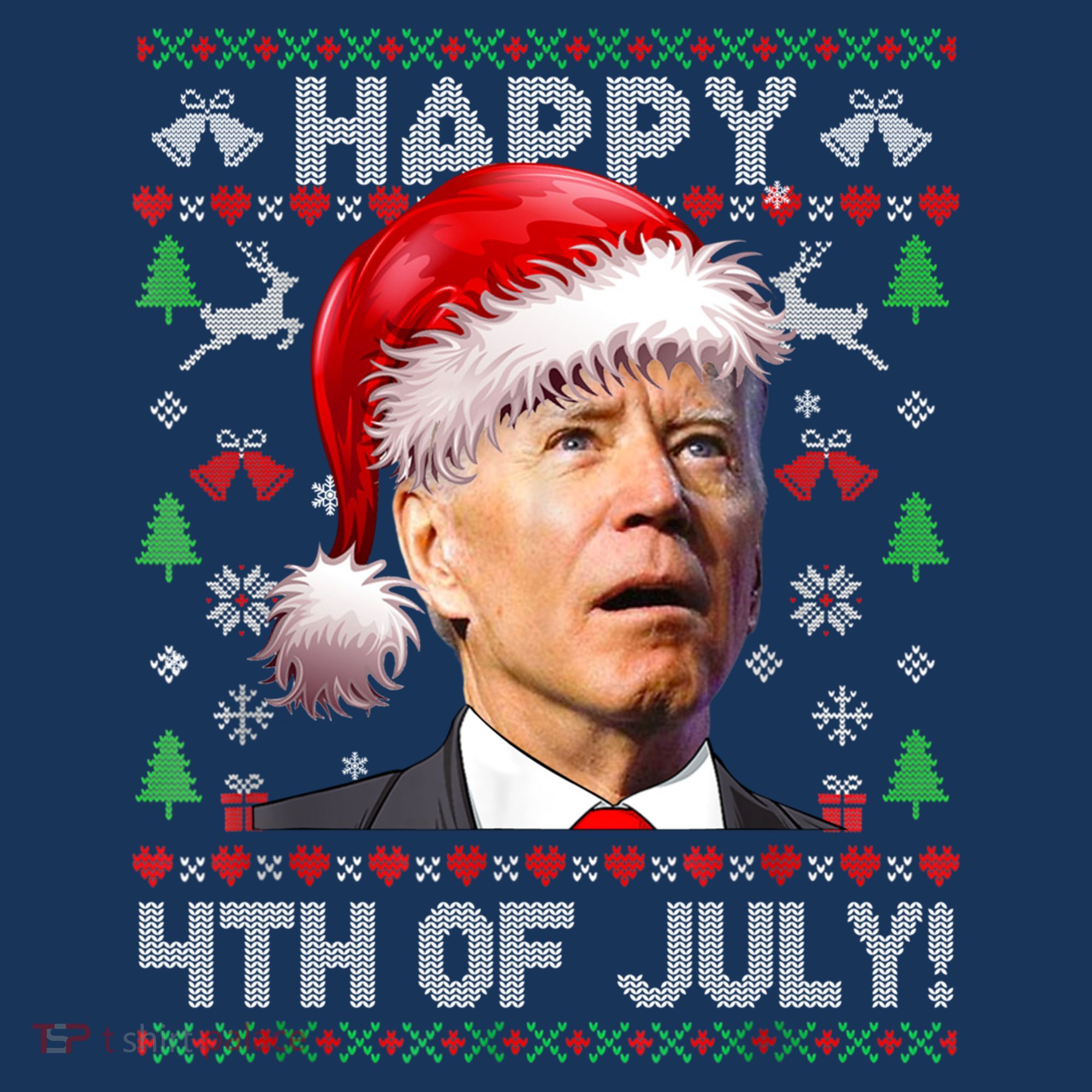 Santa Joe Biden Happy 4th Of July Ugly Christmas Sweater Women's Hoodie