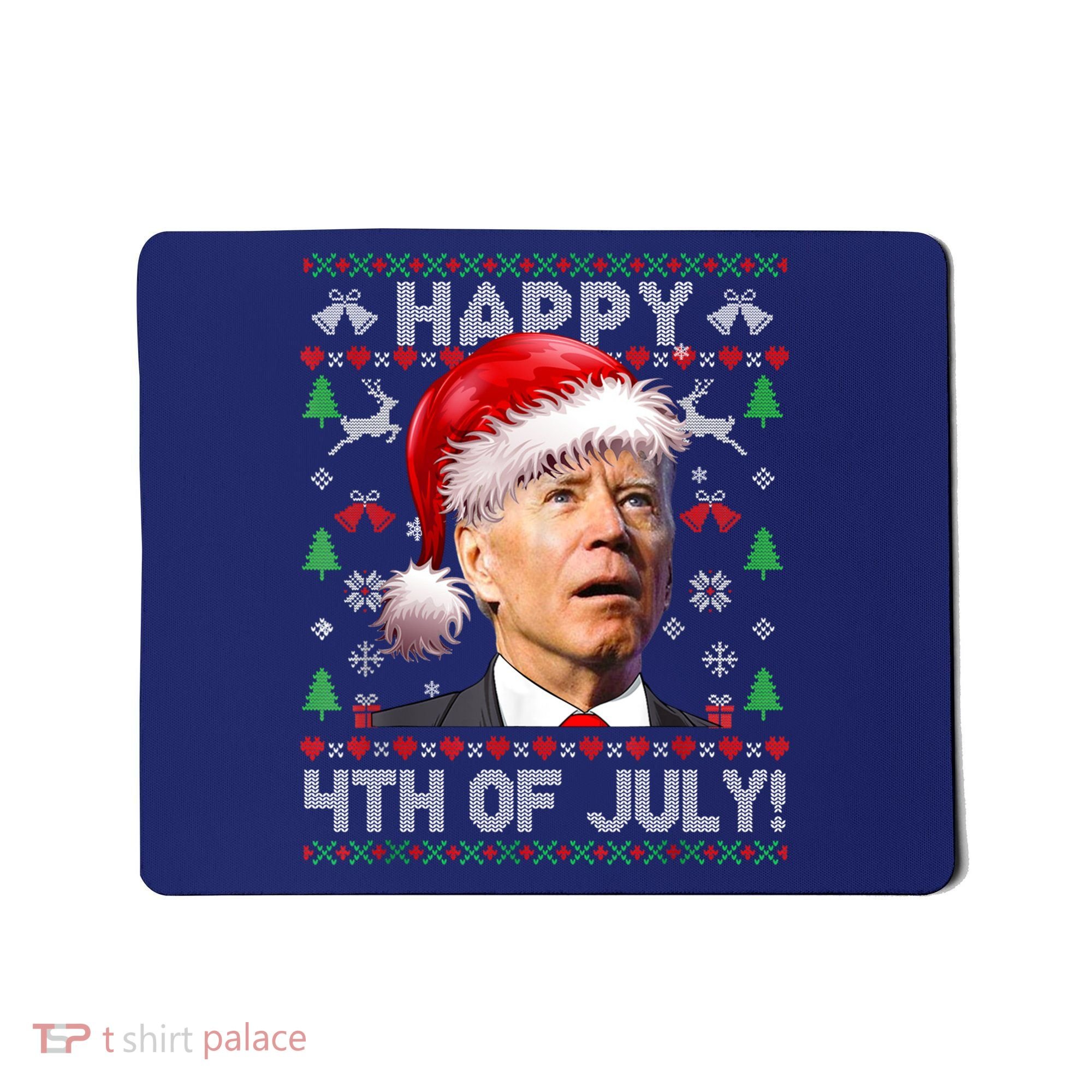 Santa Joe Biden Happy 4th Of July Ugly Christmas Sweater Mousepad