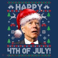 Santa Joe Biden Happy 4th Of July Ugly Christmas Sweater Women's Tank Top thumb 5