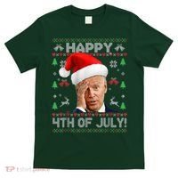 Santa Joe Biden Happy 4th Of July Funny Political Ugly Christmas Sweater T-Shirt thumb 0