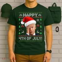 Santa Joe Biden Happy 4th Of July Funny Political Ugly Christmas Sweater T-Shirt thumb 6