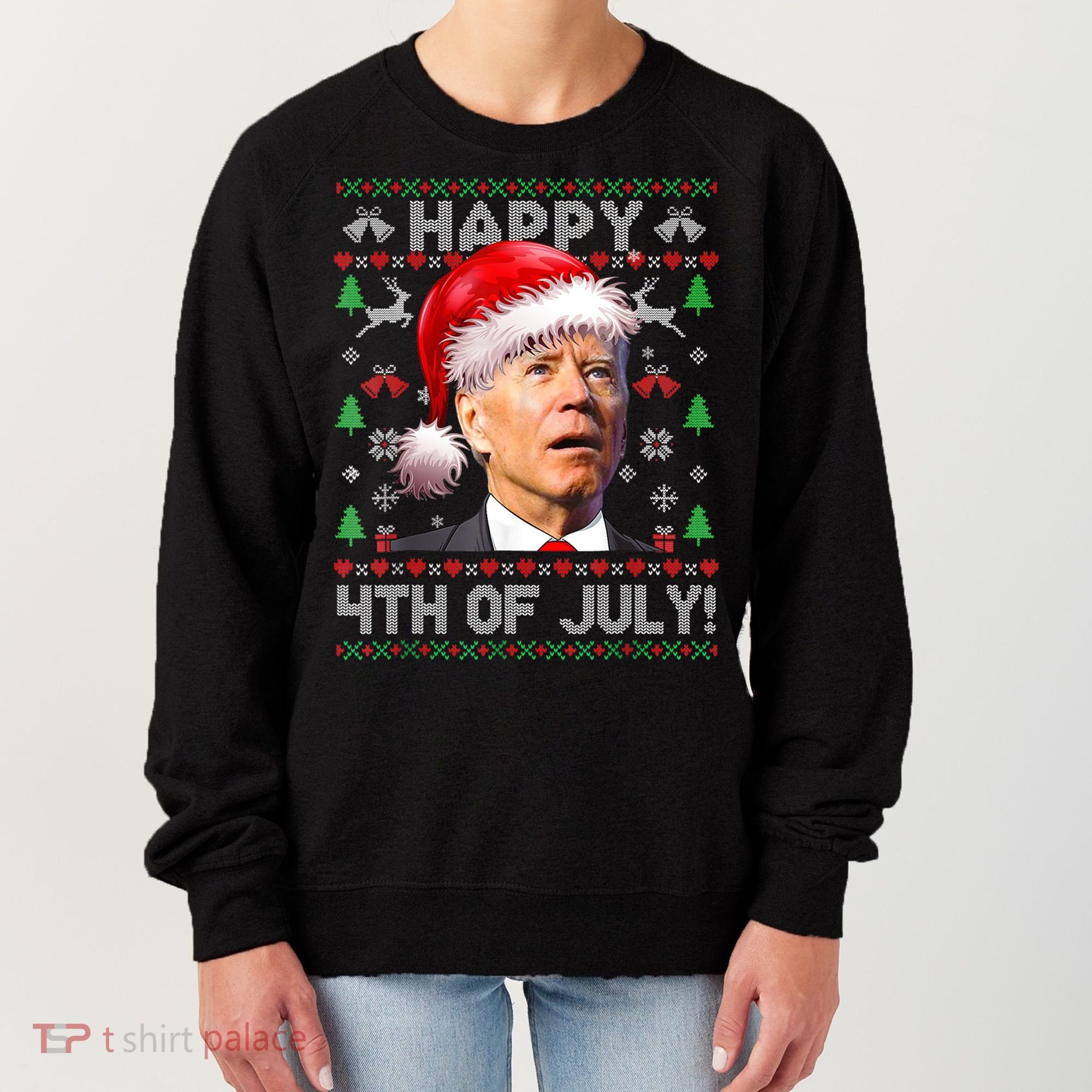 Santa Joe Biden Happy 4th Of July Ugly Christmas Meaningful Gift Women's Sweatshirt