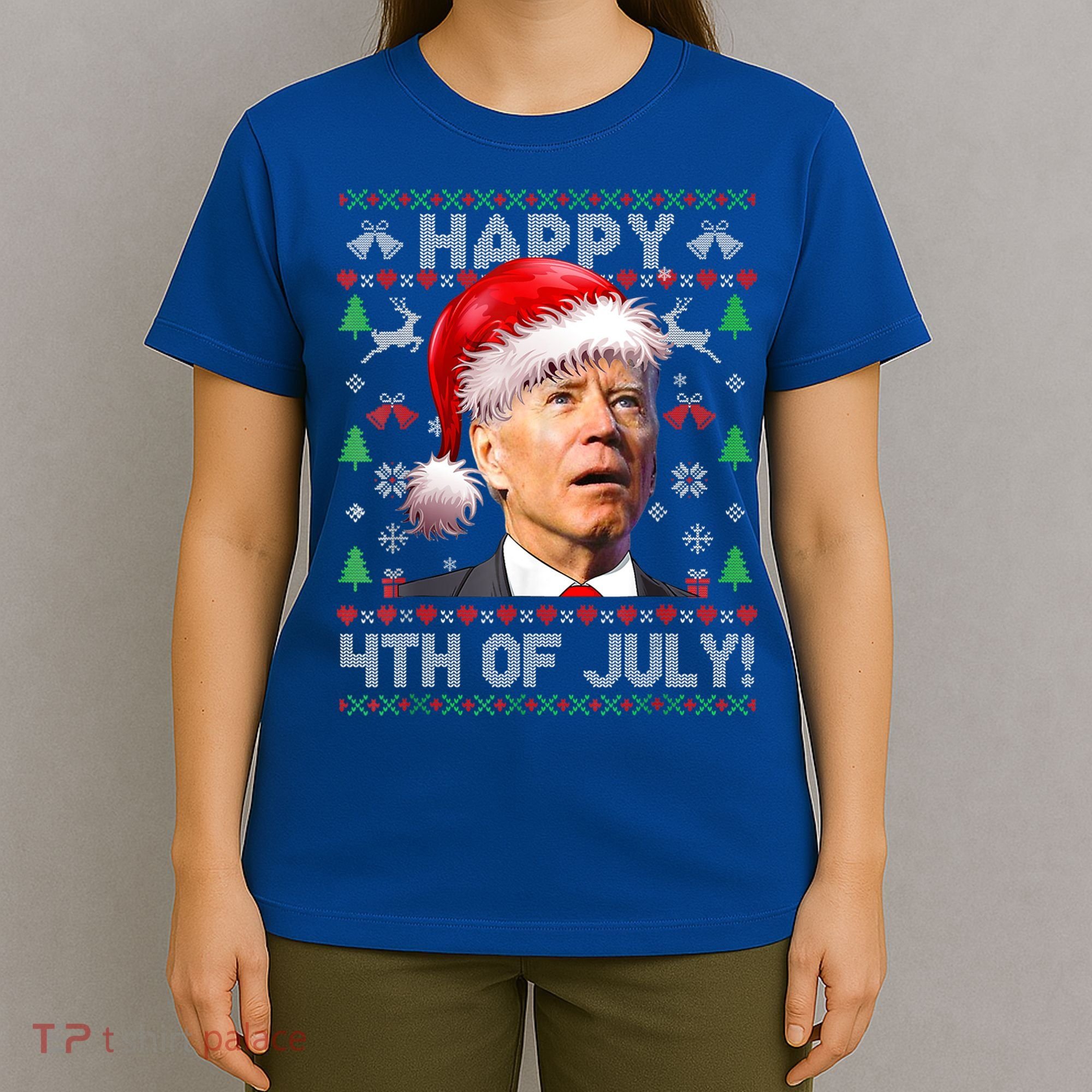 Santa Joe Biden Happy 4th Of July Ugly Christmas Meaningful Gift T-Shirt