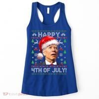 Santa Joe Biden Happy 4th Of July Ugly Christmas Meaningful Gift Women's Tank Top thumb 0