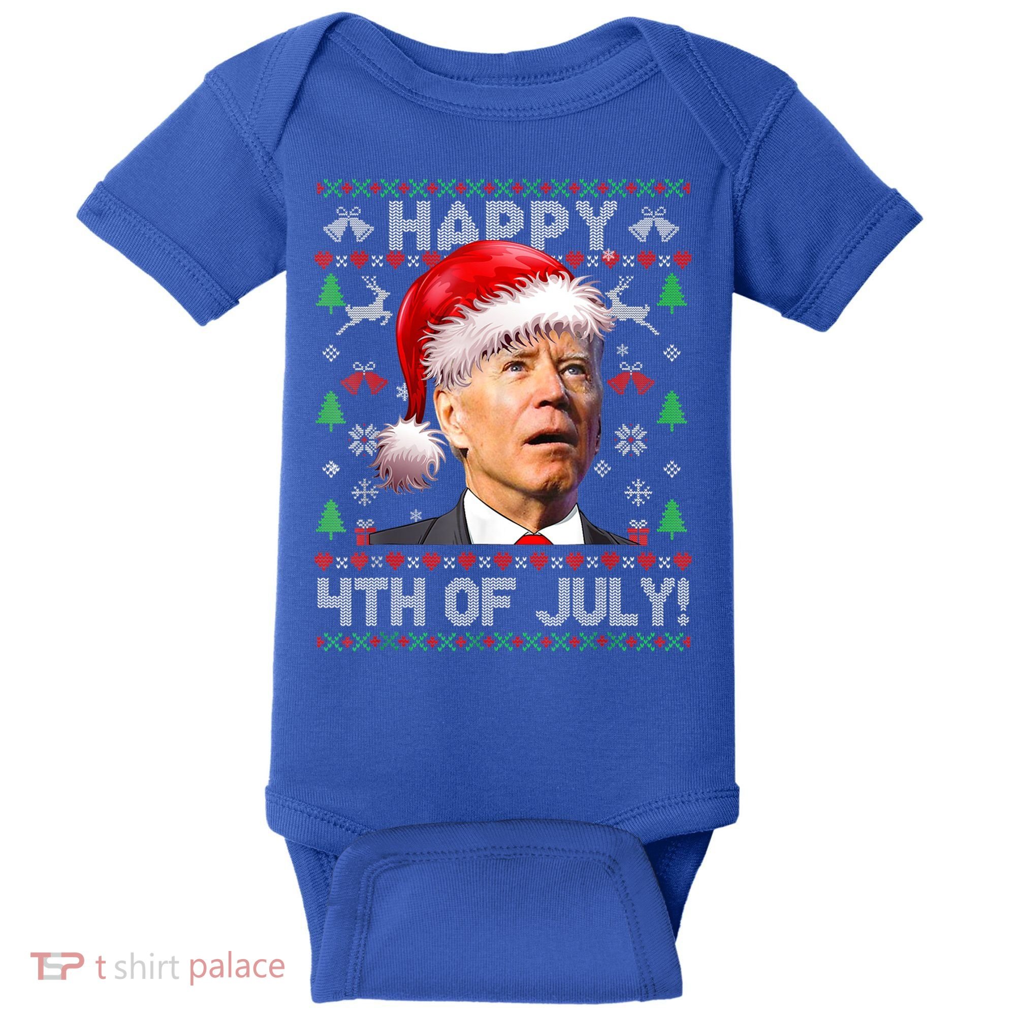 Santa Joe Biden Happy 4th Of July Ugly Christmas Meaningful Gift Baby Bodysuit