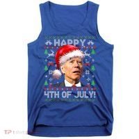Santa Joe Biden Happy 4th Of July Ugly Christmas Meaningful Gift Tank Top thumb 0