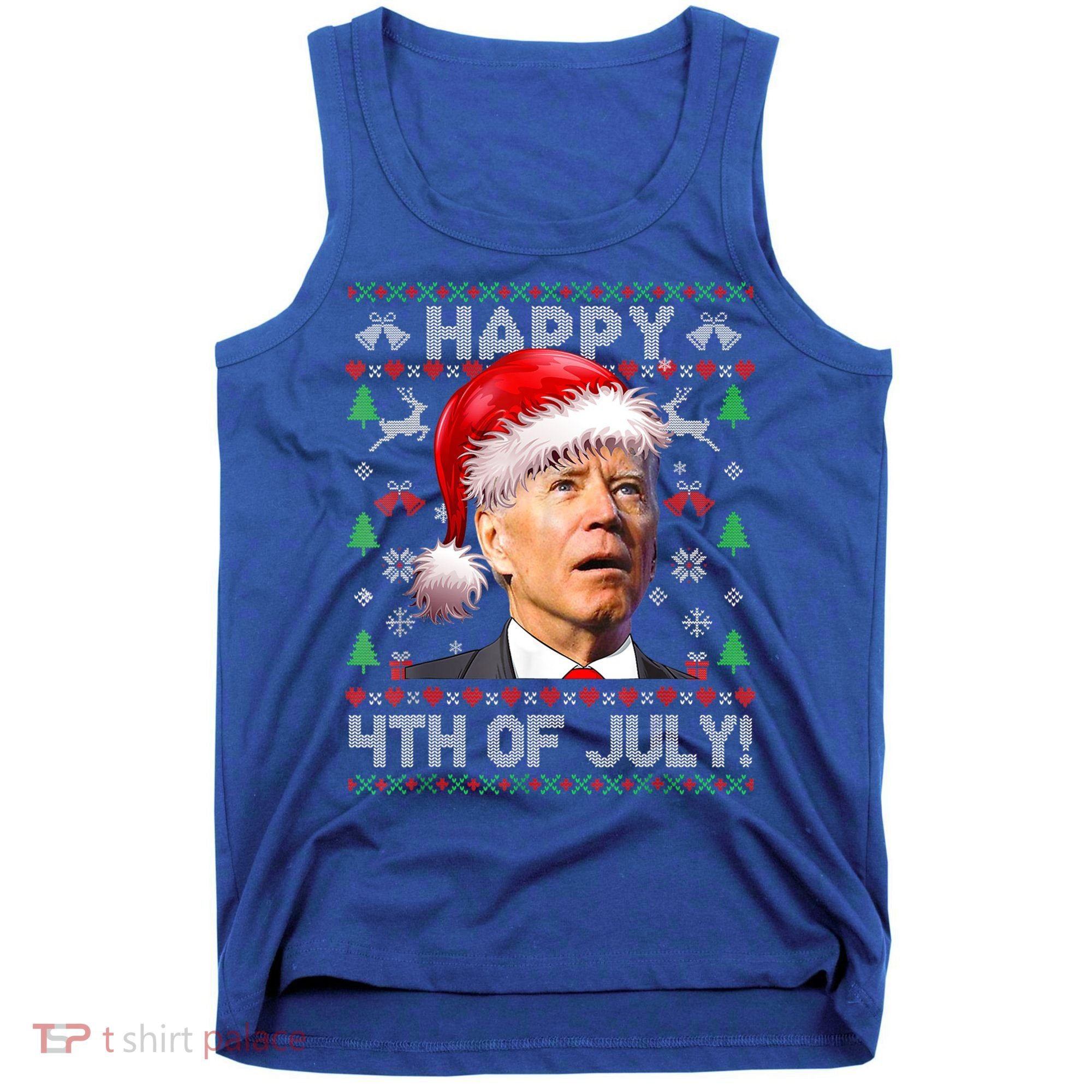 Santa Joe Biden Happy 4th Of July Ugly Christmas Meaningful Gift Tank Top