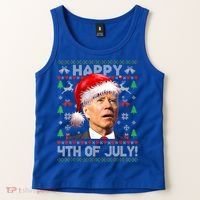 Santa Joe Biden Happy 4th Of July Ugly Christmas Meaningful Gift Tank Top thumb 2