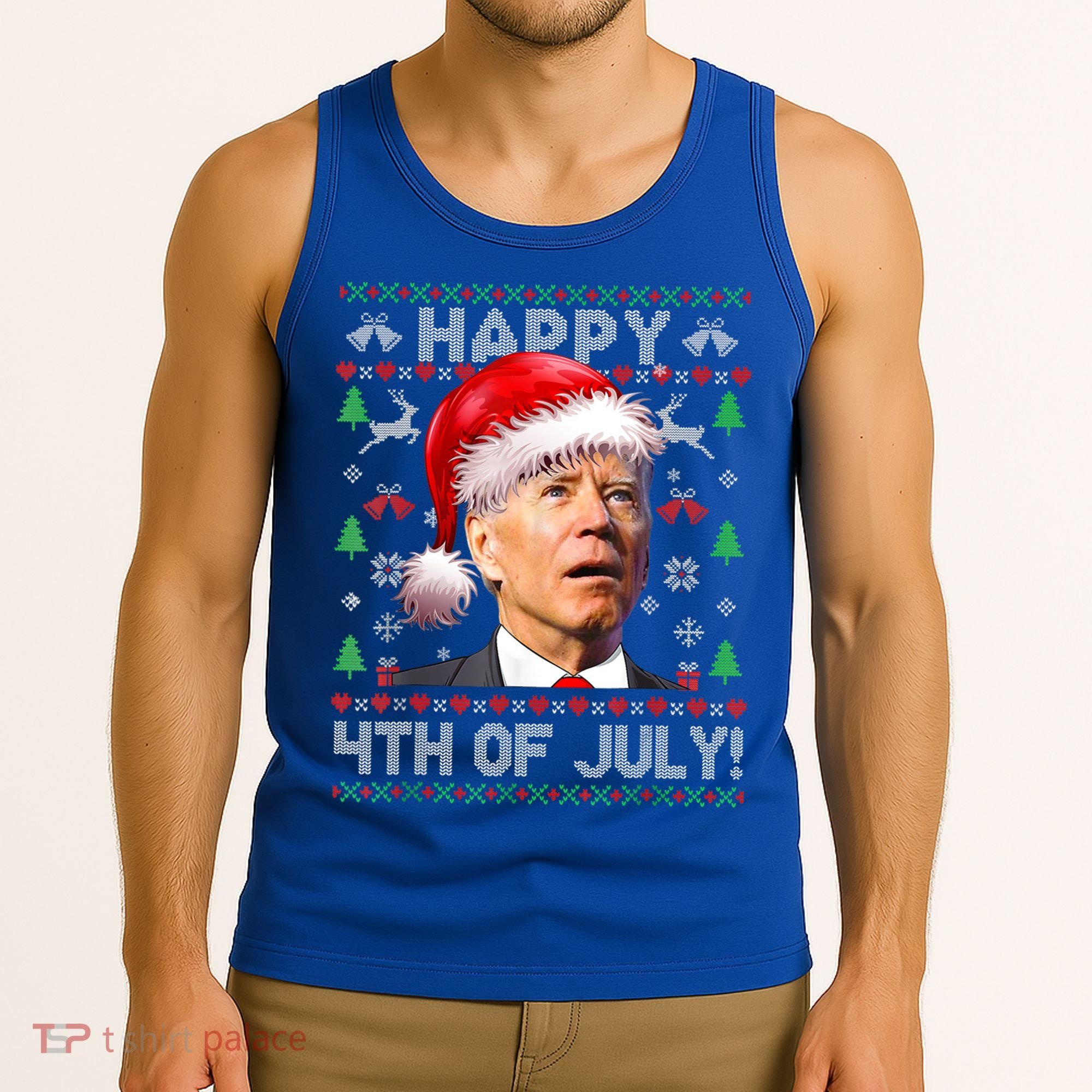 Santa Joe Biden Happy 4th Of July Ugly Christmas Meaningful Gift Tank Top