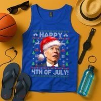 Santa Joe Biden Happy 4th Of July Ugly Christmas Meaningful Gift Tank Top thumb 4
