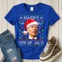 Santa Joe Biden Happy 4th Of July Ugly Christmas Meaningful Gift Women's T-Shirt thumb 3