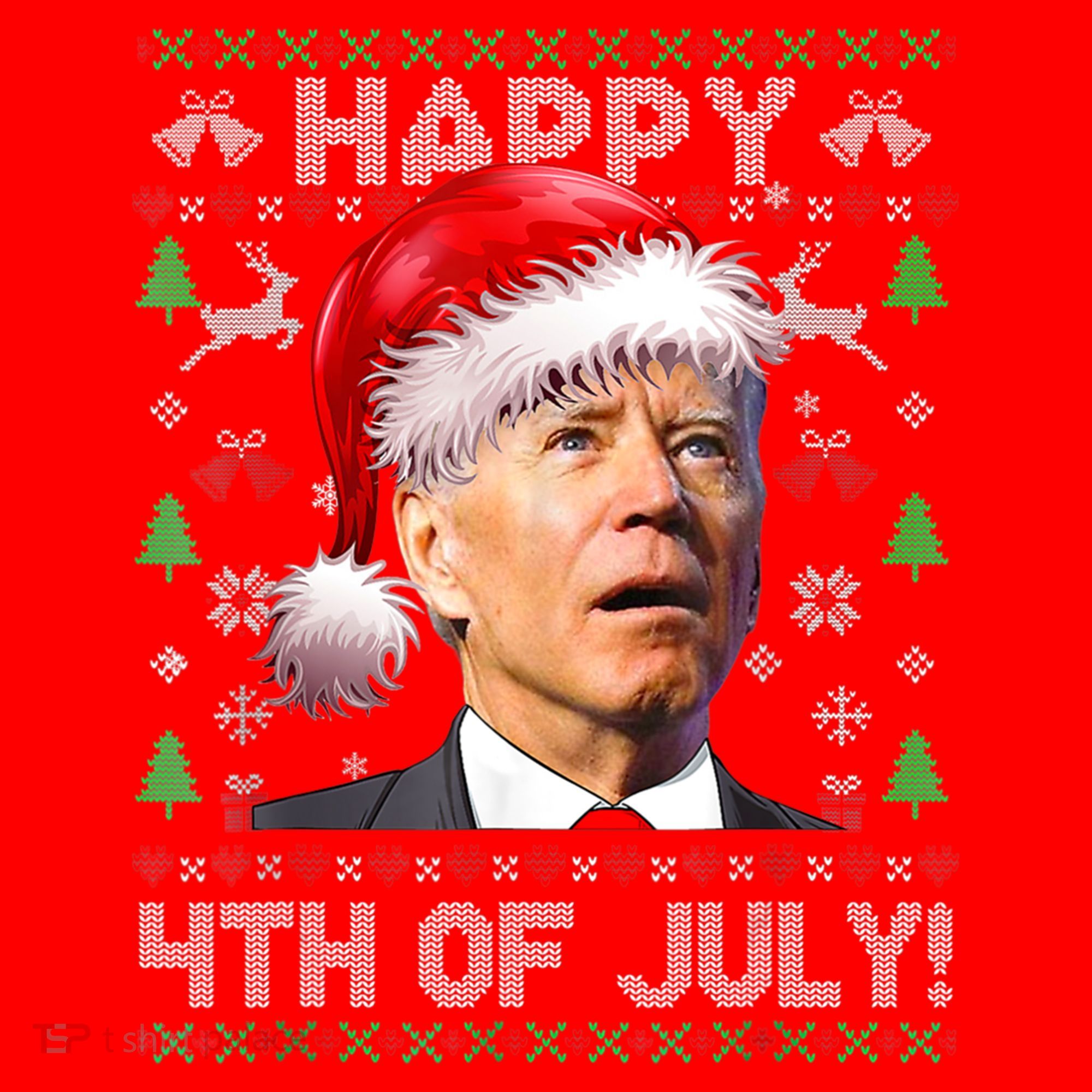 Santa Joe Biden Happy 4th Of July Ugly Christmas Meaningful Gift Santa Hat